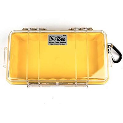 PELI Micro étui 1060, protection des appareils sensibles, étanchéité IP67, capacité de 3 L, fabriqué aux États-Unis, doublure transparente/jaune PELI Micro étui 1060, protection des appareils sensibles, étanchéité IP67, capacité de 3 L, fabriqué aux États-Unis, doublure transparente/jaune