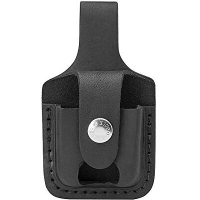 Zippo Gürteltasche für Sturmfeuerzeuge Schwarz Leder Praktische Tasche mit Schlaufe und Daumenkerbe Zippo Gürteltasche für Sturmfeuerzeuge Schwarz Leder Praktische Tasche mit Schlaufe und Daumenkerbe
