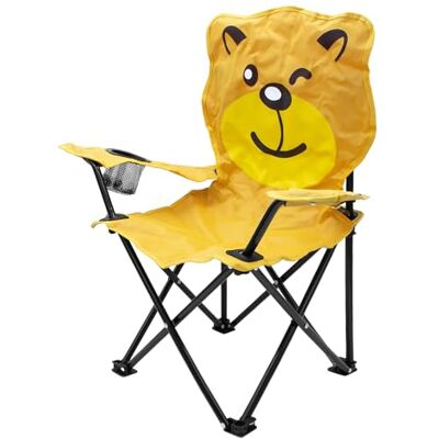 Spetebo Chaise de camping pliable pour enfant avec porte-gobelet Motif ours Spetebo Chaise de camping pliable pour enfant avec porte-gobelet Motif ours