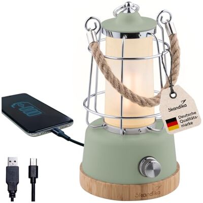 skandika Lampe LED Kiruna Lampe de camping rétro outdoor avec powerbank, intensité réglable, sans fil, batterie, rechargeable, USB, blanc chaud et froid, 75h d'éclairage skandika Lampe LED Kiruna Lampe de camping rétro outdoor avec powerbank, intensité réglable, sans fil, batterie, rechargeable, USB, blanc chaud et froid, 75h d'éclairage