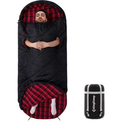 KingCamp Sac de couchage XXL pour adultes 3 à 4 saisons Grande doublure en flanelle Chaud, imperméable et léger Pour camping, randonnée, plein air Avec sac de compression KingCamp Sac de couchage XXL pour adultes 3 à 4 saisons Grande doublure en flanelle Chaud, imperméable et léger Pour camping, randonnée, plein air Avec sac de compression