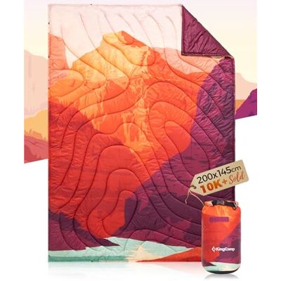 KingCamp Couverture de camping imperméable et légère, chaude par tous les temps, couverture thermique, pliable pour pique-nique, plage, randonnée, voiture, camping et intérieur, 200 x 145 cm, orange KingCamp Couverture de camping imperméable et légère, chaude par tous les temps, couverture thermique, pliable pour pique-nique, plage, randonnée, voiture, camping et intérieur, 200 x 145 cm, orange