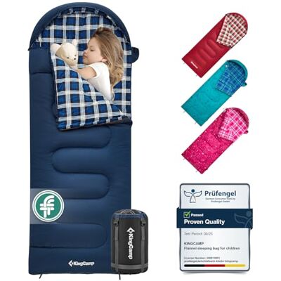 KingCamp Sac de couchage d'hiver chaud pour enfant 3-4 saisons pour le camping trekking KingCamp Sac de couchage d'hiver chaud pour enfant 3-4 saisons pour le camping trekking