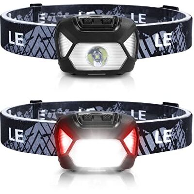 Lepro Lot de 2 lampes frontales LED super lumineuses 6 modes d'éclairage Phare LED étanche alimenté par piles pour cyclisme, course à pied, camping, léger pour enfants et adultes Lepro Lot de 2 lampes frontales LED super lumineuses 6 modes d'éclairage Phare LED étanche alimenté par piles pour cyclisme, course à pied, camping, léger pour enfants et adultes