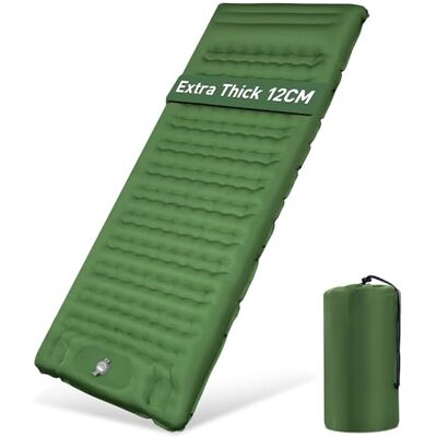 Aonext Matelas de camping auto-gonflant 12 cm Matelas gonflable épais Auto-gonflant Avec pompe à pied Empêche la perte d'air Matelas gonflable ultra léger Imperméable Pour l'extérieur Vert Aonext Matelas de camping auto-gonflant 12 cm Matelas gonflable épais Auto-gonflant Avec pompe à pied Empêche la perte d'air Matelas gonflable ultra léger Imperméable Pour l'extérieur Vert