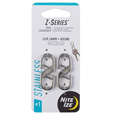 Nite Ize Mousqueton double série Z, clip double porte en acier inoxydable Nite Ize Mousqueton double série Z, clip double porte en acier inoxydable