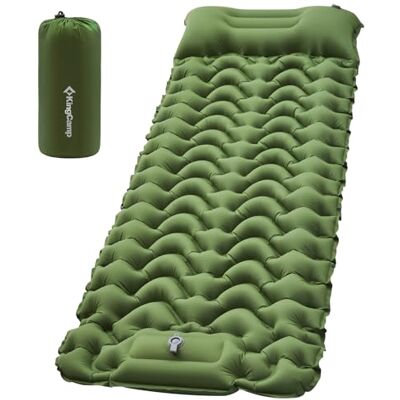 KingCamp Tapis de camping, ultra léger avec pompe à pied intégrée, tapis de couchage gonflable compact durable avec oreiller, matelas de camping gonflable pour randonnée, camping KingCamp Tapis de camping, ultra léger avec pompe à pied intégrée, tapis de couchage gonflable compact durable avec oreiller, matelas de camping gonflable pour randonnée, camping