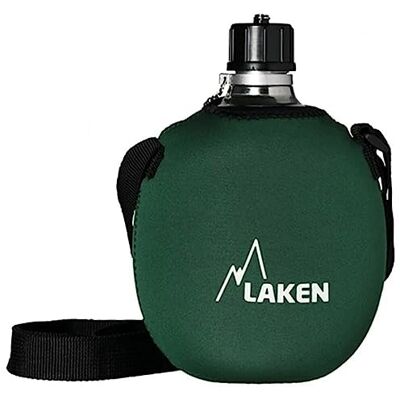 LAKEN Drap plat classique, aluminium cantimplora avec neoppreneo fonda, vert, 1 l LAKEN Drap plat classique, aluminium cantimplora avec neoppreneo fonda, vert, 1 l