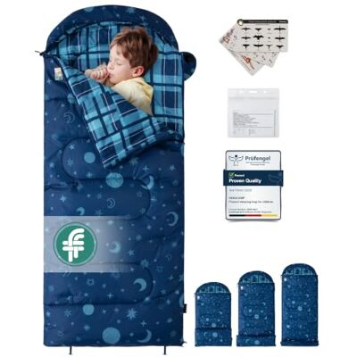KingCamp Sac de couchage d'hiver chaud pour enfant 3-4 saisons pour le camping trekking KingCamp Sac de couchage d'hiver chaud pour enfant 3-4 saisons pour le camping trekking