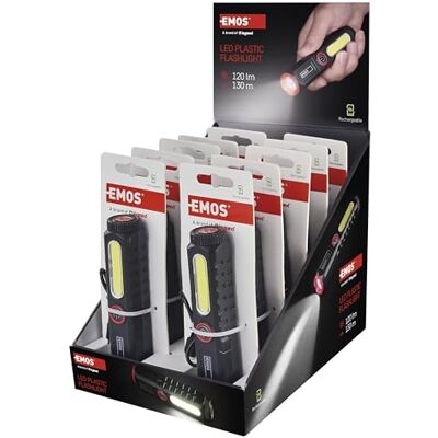 EMOS Family-Pack Lot de 10 lampes de poche LED rechargeables avec aimant et clip 2 sources lumineuses Flux lumineux 120 lm Portée d'éclairage 130 m Batterie Li-ion 400 mAh Utilisation 1,5 h EMOS Family-Pack Lot de 10 lampes de poche LED rechargeables avec aimant et clip 2 sources lumineuses Flux lumineux 120 lm Portée d'éclairage 130 m Batterie Li-ion 400 mAh Utilisation 1,5 h