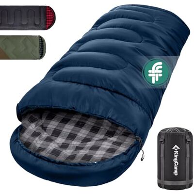 KingCamp Sac de couchage 4 saisons en flanelle de coton pour adultes et enfants juniors, léger, style enveloppe chaude pour randonnée, camping, voyage, intérieur et extérieur KingCamp Sac de couchage 4 saisons en flanelle de coton pour adultes et enfants juniors, léger, style enveloppe chaude pour randonnée, camping, voyage, intérieur et extérieur