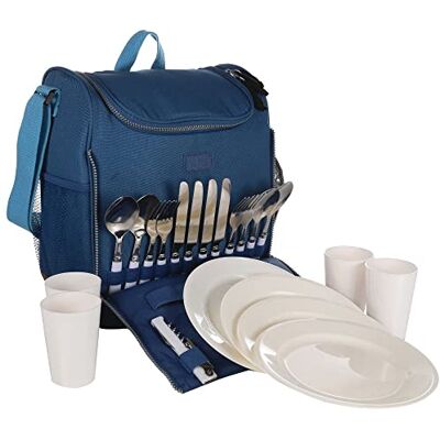 Regatta Stamford 4-Person Picnic Bag with Plates, Cutlery, Cups, and Bottle Opener Regatta Stamford 4-Person Picnic Bag with Plates, Cutlery, Cups, and Bottle Opener