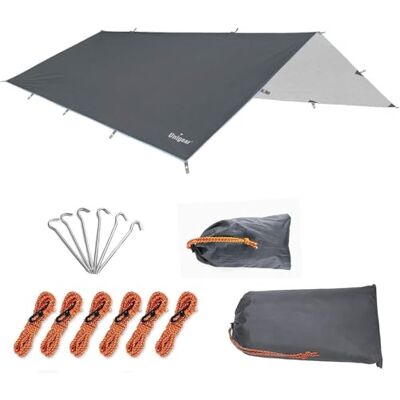 Unigear Bâche Anti-Pluie, Tarp Rain Fly Toile de Tente Imperméable Abri de Randonnée Pliable Léger Imperméable à l'eau pour Le Camping et la Protection Contre la Pluie, la Neige et Le Soleil Unigear Bâche Anti-Pluie, Tarp Rain Fly Toile de Tente Imperméable Abri de Randonnée Pliable Léger Imperméable à l'eau pour Le Camping et la Protection Contre la Pluie, la Neige et Le Soleil