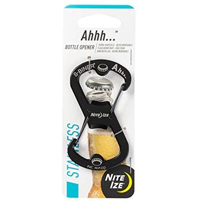 Nite Ize S-Biner Ahhh Mousqueton et décapsuleur durable, Homme, noir Nite Ize S-Biner Ahhh Mousqueton et décapsuleur durable, Homme, noir