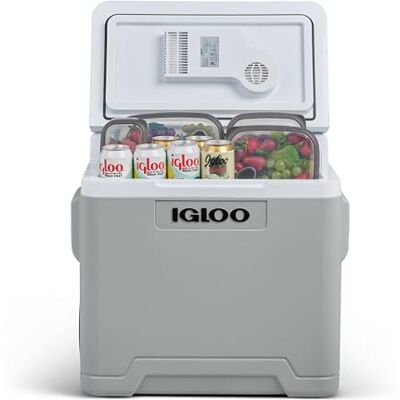 Igloo IE42 AC/DC Glacière électrique 42 l, mini réfrigérateur pour voiture et prise de courant, 12 V et 230 V, gris, pour le camping, les loisirs, les festivals et l'extérieur Igloo IE42 AC/DC Glacière électrique 42 l, mini réfrigérateur pour voiture et prise de courant, 12 V et 230 V, gris, pour le camping, les loisirs, les festivals et l'extérieur