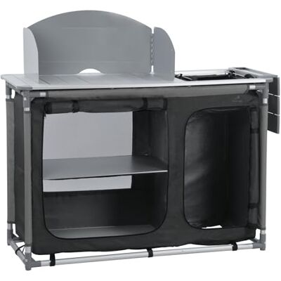CampFeuer Armoire de camping Cuisine de camping avec structure en aluminium Protection anti-éclaboussures et lavabo 117 cm x 50 cm x 109,5 cm Étagère de camping, armoire de camping pliable CampFeuer Armoire de camping Cuisine de camping avec structure en aluminium Protection anti-éclaboussures et lavabo 117 cm x 50 cm x 109,5 cm Étagère de camping, armoire de camping pliable