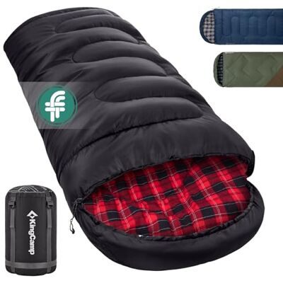 KingCamp Sac de couchage en flanelle de coton avec capuche, sacs de couchage pour adultes et enfants, sac de couchage chaud d'hiver, sac de couchage momie camping léger style enveloppe KingCamp Sac de couchage en flanelle de coton avec capuche, sacs de couchage pour adultes et enfants, sac de couchage chaud d'hiver, sac de couchage momie camping léger style enveloppe