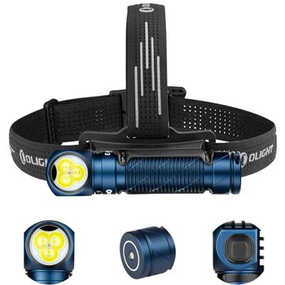 OLIGHT Perun 3 LED Lampe frontale Rechargeable, Lampe frontale super claire de 3000 lumens avec 7 modes d'éclairage, capteur, lumière rouge et bandeau frontal bleu nuit OLIGHT Perun 3 LED Lampe frontale Rechargeable, Lampe frontale super claire de 3000 lumens avec 7 modes d'éclairage, capteur, lumière rouge et bandeau frontal bleu nuit