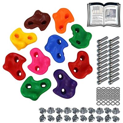 ALPIDEX Prises d'Escalade enfants, Capacité de charge jusqu'à 200 kg, matériel de fixation inclus, différentes quantités multicolores 10 pièces ALPIDEX Prises d'Escalade enfants, Capacité de charge jusqu'à 200 kg, matériel de fixation inclus, différentes quantités multicolores 10 pièces