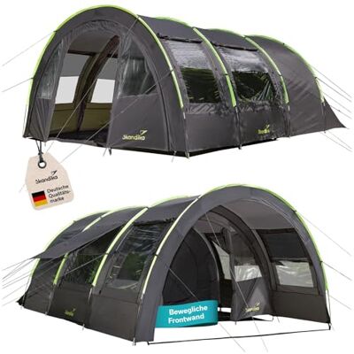 skandika Tente tunnel Kemi pour 4 personnes Tente familiale de camping, 2 cabines, hauteur 2 m, 4 places, étanche 3000 mm, paroi frontale modulable, auvent skandika Tente tunnel Kemi pour 4 personnes Tente familiale de camping, 2 cabines, hauteur 2 m, 4 places, étanche 3000 mm, paroi frontale modulable, auvent