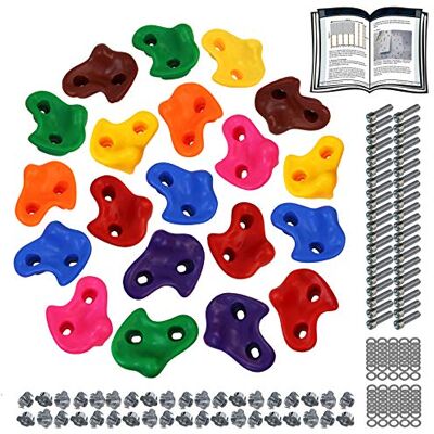 ALPIDEX Prises d'Escalade enfants, Capacité de charge jusqu'à 200 kg, matériel de fixation inclus, différentes quantités multicolores 20 pièces ALPIDEX Prises d'Escalade enfants, Capacité de charge jusqu'à 200 kg, matériel de fixation inclus, différentes quantités multicolores 20 pièces
