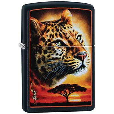 Zippo Briquet tempête, motif léopard, noir mat, impression colorée Color Image, rechargeable, réutilisable, design coupe-vent, boîte cadeau, fabriqué aux États-Unis Zippo Briquet tempête, motif léopard, noir mat, impression colorée Color Image, rechargeable, réutilisable, design coupe-vent, boîte cadeau, fabriqué aux États-Unis