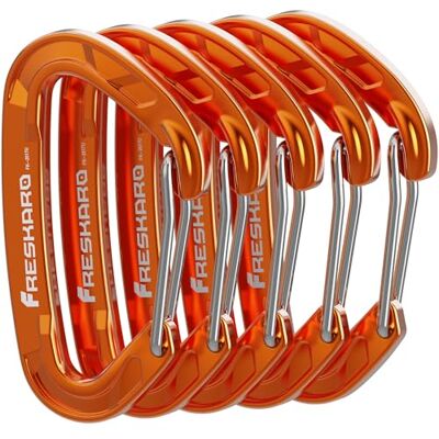 FresKaro Lot de 5 mousquetons robustes pour porte-clés 8 kN 816 kg Pour randonnée, camping, pêche, escalade, mini taille. FresKaro Lot de 5 mousquetons robustes pour porte-clés 8 kN 816 kg Pour randonnée, camping, pêche, escalade, mini taille.