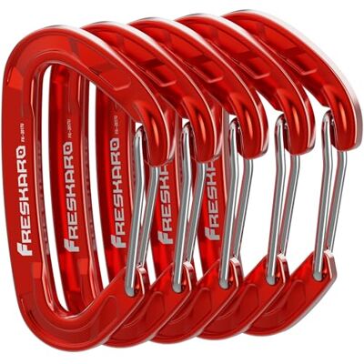 FresKaro Lot de 5 mousquetons robustes pour porte-clés 8 kN 816 kg Pour randonnée, camping, pêche, escalade, mini taille. FresKaro Lot de 5 mousquetons robustes pour porte-clés 8 kN 816 kg Pour randonnée, camping, pêche, escalade, mini taille.