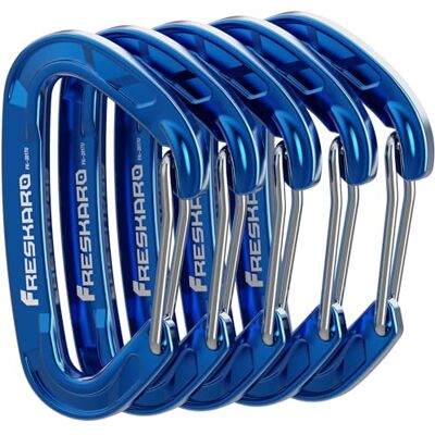 FresKaro Lot de 5 mousquetons robustes pour porte-clés 8 kN 816 kg Pour randonnée, camping, pêche, escalade, mini taille. FresKaro Lot de 5 mousquetons robustes pour porte-clés 8 kN 816 kg Pour randonnée, camping, pêche, escalade, mini taille.