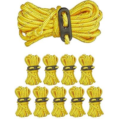 Relaxdays Lot de 10 tendeurs de tente réfléchissants en nylon et plastique Jaune Longueur 3,8 m Relaxdays Lot de 10 tendeurs de tente réfléchissants en nylon et plastique Jaune Longueur 3,8 m