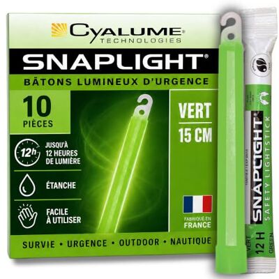 Cyalume Technologies SA8-108076AM Bâton Lumineux, Fluorescent, Durée 12 heures, 15 cm, Vert (Boîte de 10) Cyalume Technologies SA8-108076AM Bâton Lumineux, Fluorescent, Durée 12 heures, 15 cm, Vert (Boîte de 10)