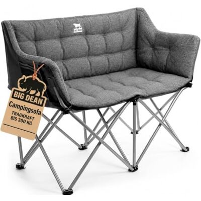 BigDean Chaise de camping pliable pour 2 personnes jusqu'à 300 kg rembourrée BigDean Chaise de camping pliable pour 2 personnes jusqu'à 300 kg rembourrée