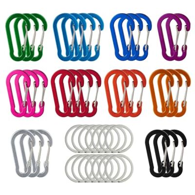 Relaxdays Lot de 30 mousquetons, 14 porte-clés, porte-clés, camping, 5 cm, en aluminium, mousqueton, multicolore Relaxdays Lot de 30 mousquetons, 14 porte-clés, porte-clés, camping, 5 cm, en aluminium, mousqueton, multicolore