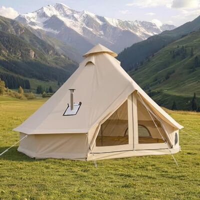 VEVOR Oxford Tente à cloche, 4 m, 4 saisons, avec passe-tuyau de poêle, jusqu'à 4 personnes, avec fond amovible (fermeture éclair), idéale pour le camping familial et les activités de plein air, beige VEVOR Oxford Tente à cloche, 4 m, 4 saisons, avec passe-tuyau de poêle, jusqu'à 4 personnes, avec fond amovible (fermeture éclair), idéale pour le camping familial et les activités de plein air, beige