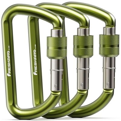 FresKaro Mousqueton verrouillable de 7,6 cm, poids supporté : 1224 kg, mousquetons en aluminium très résistants, pour hamacs, balançoire de yoga, camping, porte-clés, chiens verrouillables, noir FresKaro Mousqueton verrouillable de 7,6 cm, poids supporté : 1224 kg, mousquetons en aluminium très résistants, pour hamacs, balançoire de yoga, camping, porte-clés, chiens verrouillables, noir