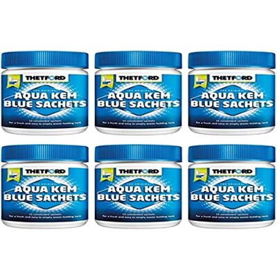Thetford LOT 6 X AQUA KEM BLUE SACHETS WC CHIMIQUE ENTRETIEN CARAVANE TOILETTES PRODUIT Thetford LOT 6 X AQUA KEM BLUE SACHETS WC CHIMIQUE ENTRETIEN CARAVANE TOILETTES PRODUIT