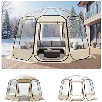 VEVOR Tente dôme Pop-Up 366 x 345 x 220 cm, imperméable et résistant aux rayons UV, tente de camping transparente, avec fenêtres, vue panoramique à 540°, pour 10 à 12 personnes, patio, cour VEVOR Tente dôme Pop-Up 366 x 345 x 220 cm, imperméable et résistant aux rayons UV, tente de camping transparente, avec fenêtres, vue panoramique à 540°, pour 10 à 12 personnes, patio, cour