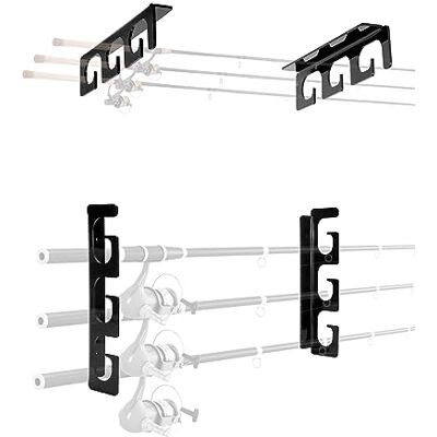 QWORK ® Lot de 2 supports de canne à pêche, pouvant contenir 6 bâtons, montage au plafond ou au mur, support d'organisation pour bâtons QWORK ® Lot de 2 supports de canne à pêche, pouvant contenir 6 bâtons, montage au plafond ou au mur, support d'organisation pour bâtons