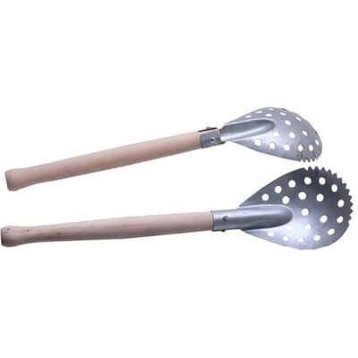 Xinglongs Pelle à glace en acier inoxydable avec poignée en bois, résistante au froid Xinglongs Pelle à glace en acier inoxydable avec poignée en bois, résistante au froid