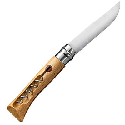 OPINEL N°10 Tire-Bouchon et Couteau Pliant Bois Couteau de Poche Acier Inoxydable 10 cm et Manche en Bois de Hêtre OPINEL N°10 Tire-Bouchon et Couteau Pliant Bois Couteau de Poche Acier Inoxydable 10 cm et Manche en Bois de Hêtre