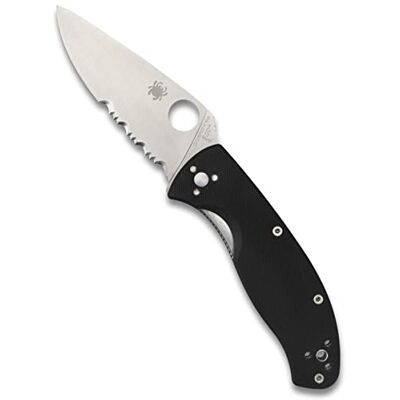 Spyderco Couteau de poche Tenacious C122GP avec lame partiellement dentelée Spyderco Couteau de poche Tenacious C122GP avec lame partiellement dentelée