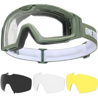OneTigris Lunettes de protection tactiques avec 3 objectifs interchangeables Lunettes de chasse avec CE EN166 et ANSI Z87.1 Verres Airsoft pour paintball, chasse, CS, cyclisme, extérieur Vert OD OneTigris Lunettes de protection tactiques avec 3 objectifs interchangeables Lunettes de chasse avec CE EN166 et ANSI Z87.1 Verres Airsoft pour paintball, chasse, CS, cyclisme, extérieur Vert OD