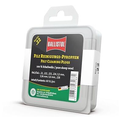 Ballistol 23186 Lot de 60 bouchons de nettoyage classiques en feutre pour fusil Calibre 22 Ballistol 23186 Lot de 60 bouchons de nettoyage classiques en feutre pour fusil Calibre 22