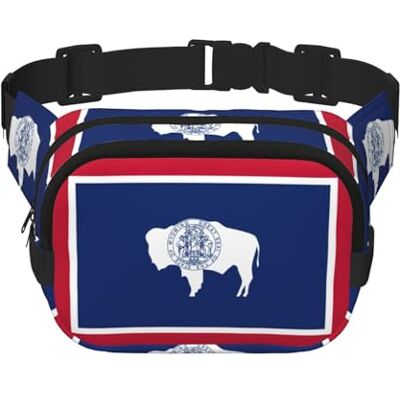 YQxwJL Sac banane pour femme avec imprimé drapeau de l'État du Wyoming Sac banane pour voyage, course à pied, chasse pour adulte, noir, One Size YQxwJL Sac banane pour femme avec imprimé drapeau de l'État du Wyoming Sac banane pour voyage, course à pied, chasse pour adulte, noir, One Size