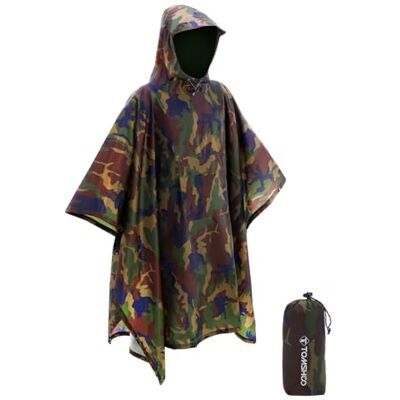 TOMSHOO Vestes de pluie, poncho de pluie, imperméable, unisexe, pour le camping, la chasse, le camping, la randonnée, le cyclisme, camouflage, taille unique TOMSHOO Vestes de pluie, poncho de pluie, imperméable, unisexe, pour le camping, la chasse, le camping, la randonnée, le cyclisme, camouflage, taille unique
