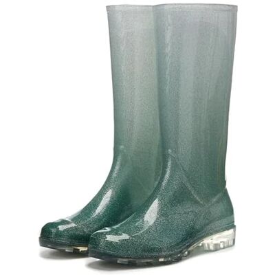 RRYPBOVG Bottes de Gué Longues Bottes de pluie Crystal Gradient pour femmes, hautes, imperméables, antidérapantes, en caoutchouc, doublées de polaire, résistant à l'usure, vert, 41 EU, One Style RRYPBOVG Bottes de Gué Longues Bottes de pluie Crystal Gradient pour femmes, hautes, imperméables, antidérapantes, en caoutchouc, doublées de polaire, résistant à l'usure, vert, 41 EU, One Style