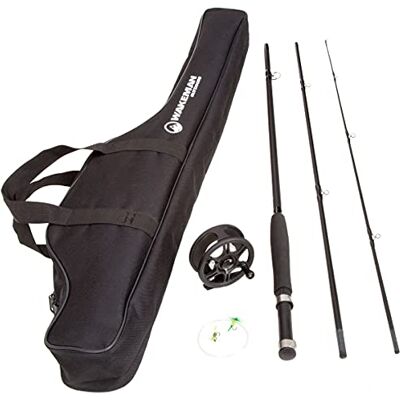 Wakeman Outdoors Canne à pêche à la mouche et moulinet – Ligne de pêche, mouches, étui de transport inclus – Équipement et accessoires de la série Charter Series (noir), 88,9 cm Wakeman Outdoors Canne à pêche à la mouche et moulinet – Ligne de pêche, mouches, étui de transport inclus – Équipement et accessoires de la série Charter Series (noir), 88,9 cm