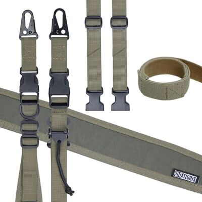 OneTigris Sangle de fusil à 2 points, sangle de 2,5 cm de large avec mousquetons interchangeables de style HK, longueur réglable de 46 à 68,5 pouces OneTigris Sangle de fusil à 2 points, sangle de 2,5 cm de large avec mousquetons interchangeables de style HK, longueur réglable de 46 à 68,5 pouces