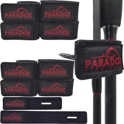 Paradox Fishing Lot de 8 sangles de canne à pêche pour 4 cannes à pêche Bande Velcro Protection de canne à pêche Accessoires de pêche Paradox Fishing Lot de 8 sangles de canne à pêche pour 4 cannes à pêche Bande Velcro Protection de canne à pêche Accessoires de pêche