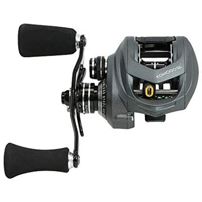 Okuma Komodo SS Moulinet de baitcasting à profil bas, grand enrouleur, châssis en aluminium, pignons en acier inoxydable Okuma Komodo SS Moulinet de baitcasting à profil bas, grand enrouleur, châssis en aluminium, pignons en acier inoxydable